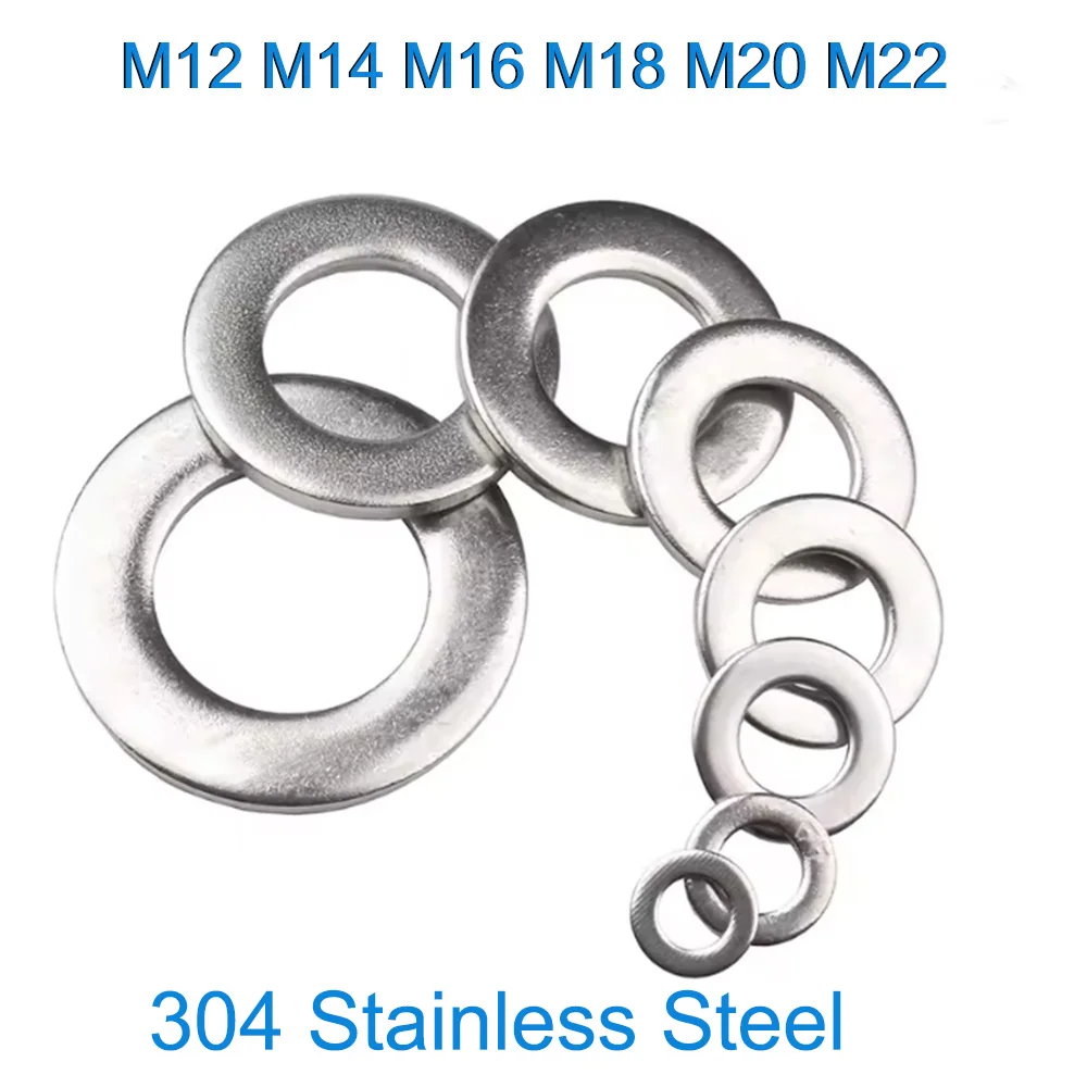M12 M14 M16 M18 M20 M22 Sealing Flat Washer 304 Stainless Steel Large Size Over Wider Flat Washer Gasket OD 16/18/20/24/30-60mm