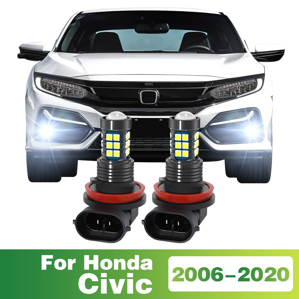 

2PCS LED Lamp Car Front Fog Light For Honda Civic 2006 2008 2009 2010 2011 2012 2013 2014 2015 2016 2017 2018 2019 2020 Accessor
