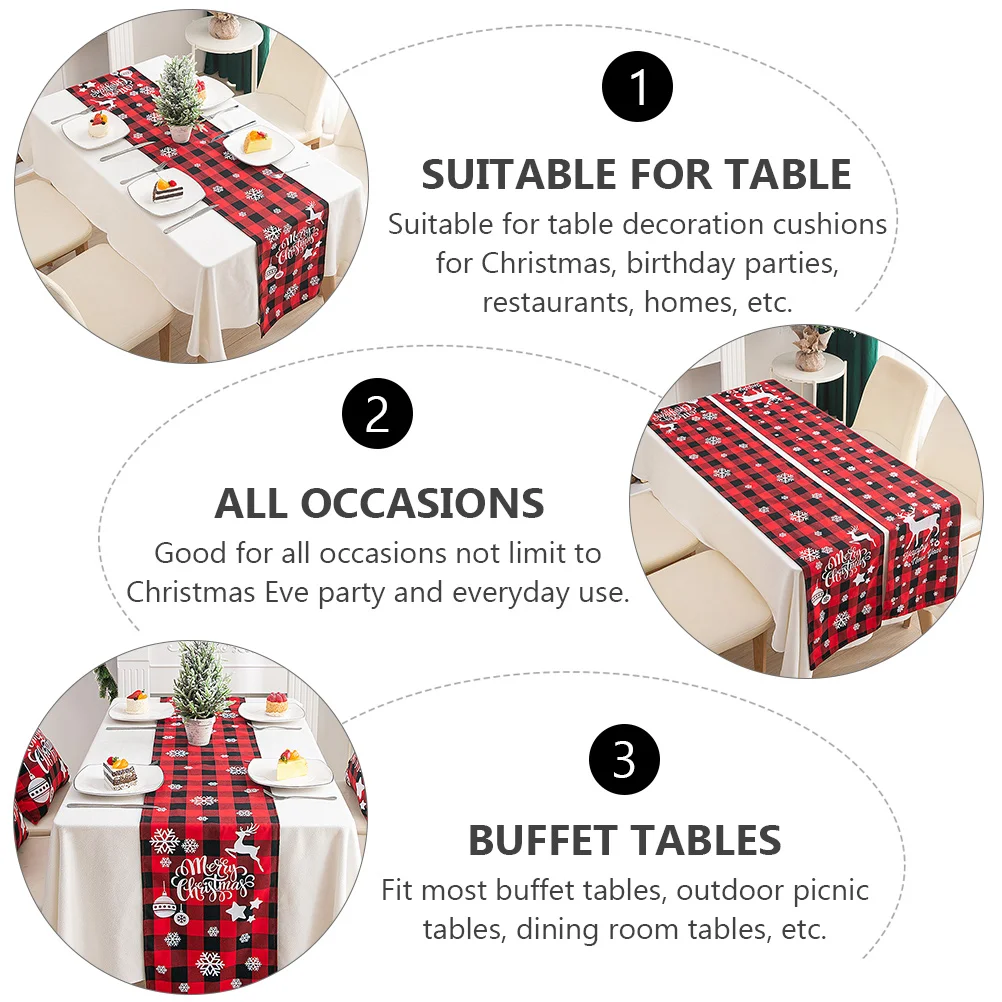 

Christmas Table Runner Lattice Design Washable Cloth Cover Placemat for Dining Buffet Outdoor Picnic Christmas Birthday