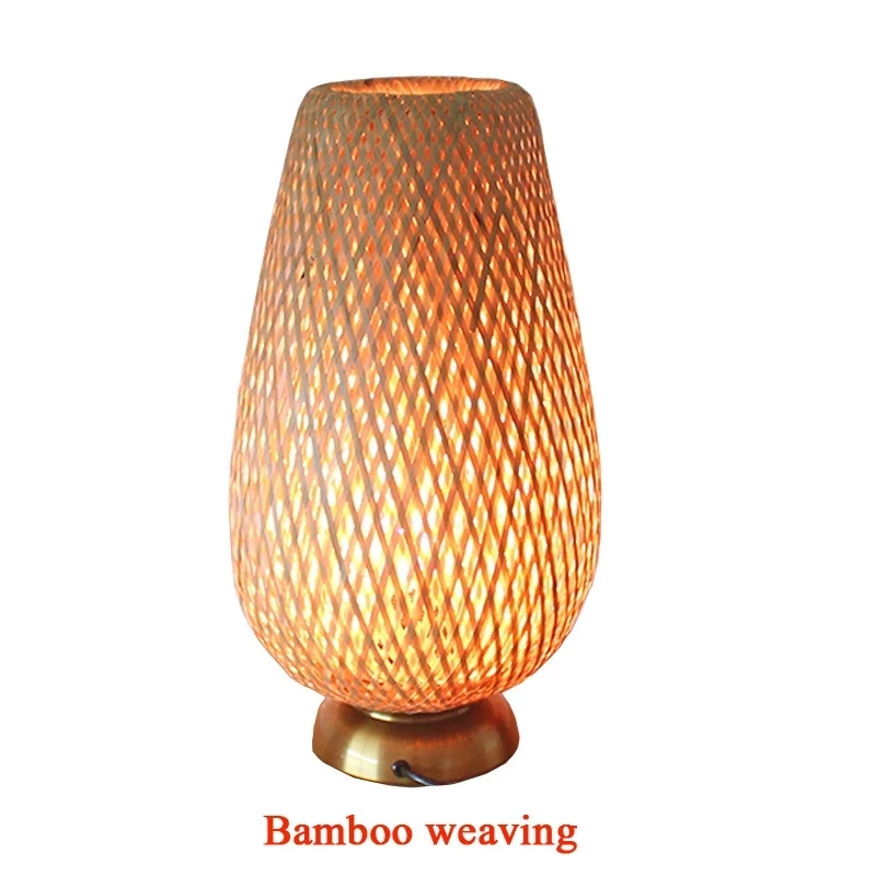 Bamboo handicraft weaving bedroom desk lamp  bedside table lamp bar table living room decoration warm bamboo lamp