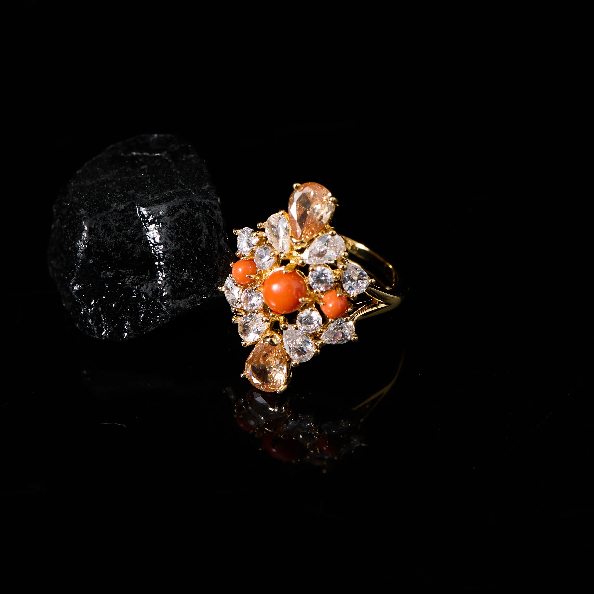 INJEWELIFE Gold Plated Orange Turquoise Champange Zirconia Jewelry Sets for Women Wedding Accessories Elegant Bridal Jewellery