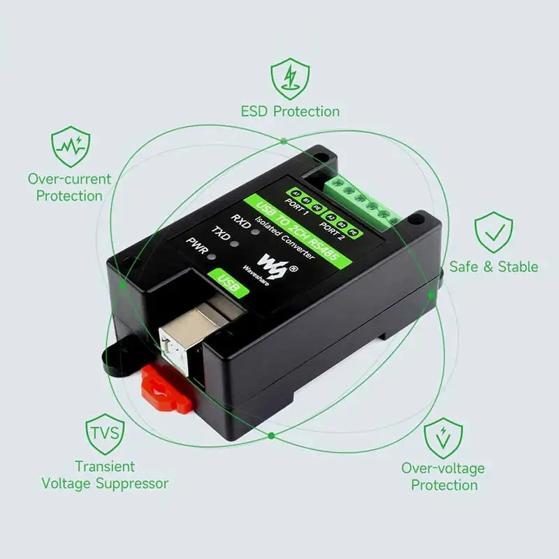 Industrial grade isolated USB to RS485 converter