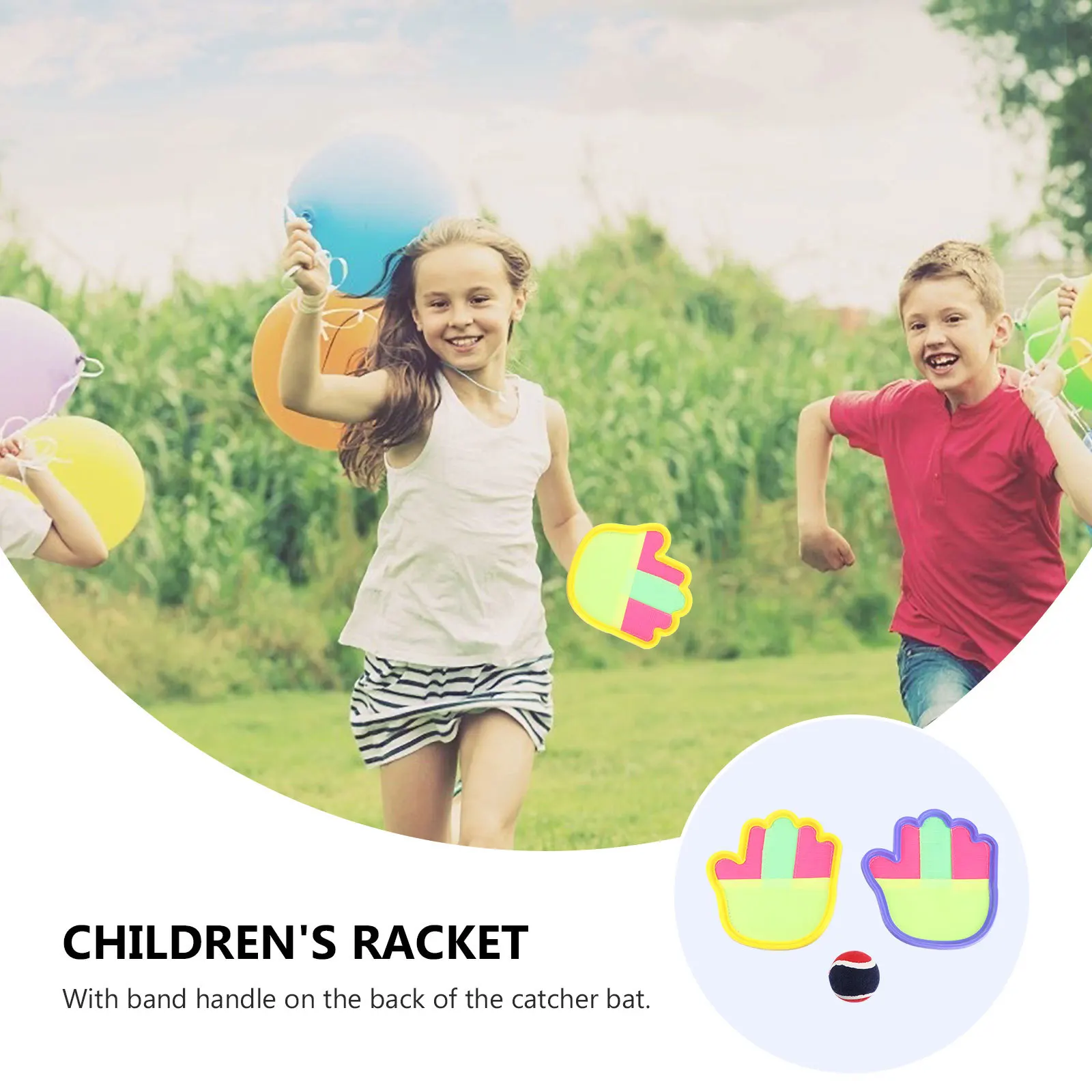 

1Set Catch Bat Game for 2 Players Ball Toss Catch Paddle with Back Handle Family Outdoor Summer Play Tennis Toy Ball