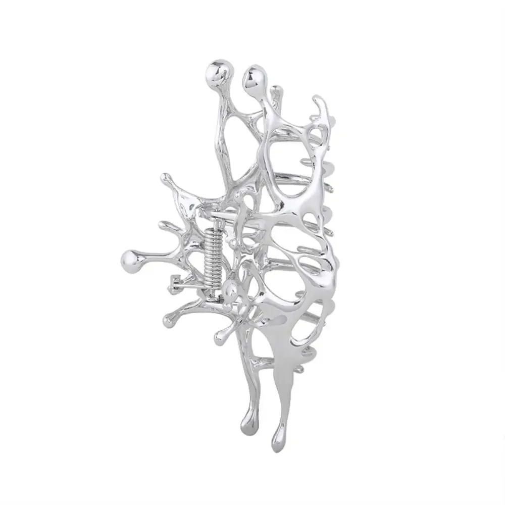 

Elegamt Alloy Geometric Claw Clips Geometry Y2k Silver Hair Crab Clip Kroean Style Ponytail Holder Female