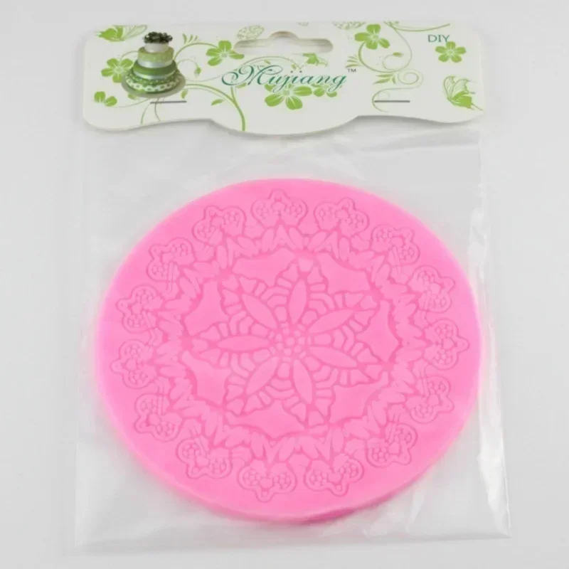 Kitchen Pink Color Baking Molds Tools Silicone Lace Molds Round Crown Shape Cake PP Mat Cake Decor Tools Convenience Small Tools