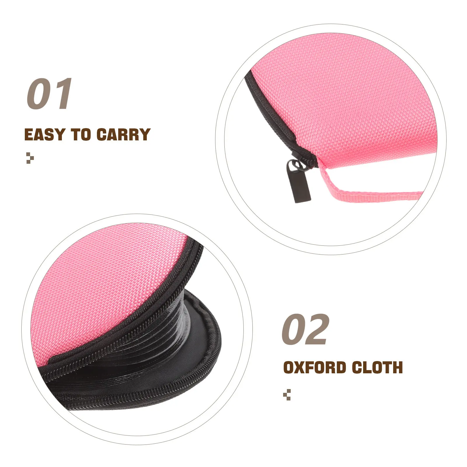 Round Storage Case Oxford Cloth Portable Large Capacity Protective Media Organizer for Car Mount Home Travel Dvds
