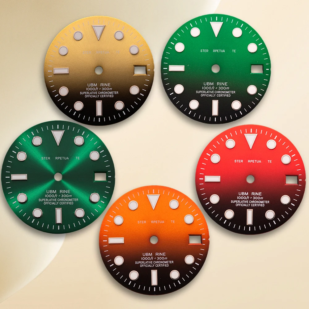 Cadran à rayons solaires avec Logo S, 28.5mm, NH35, adapté au mouvement NH35/NH36/4R/7S C3, outil de Modification de montre lumineux vert