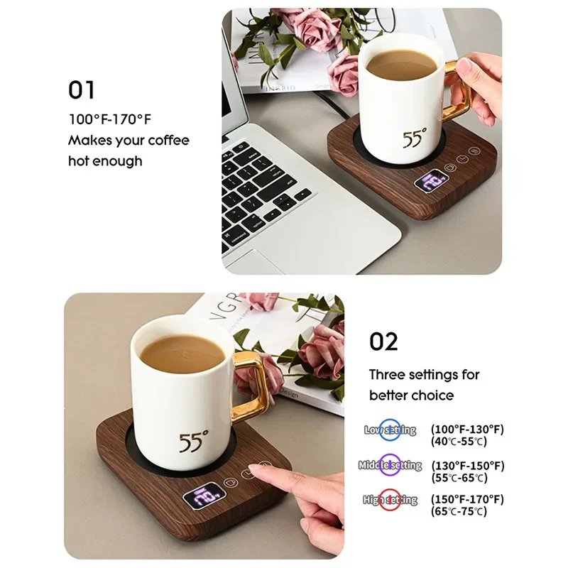 New Coffee Mug Warmer for Desk Office Home 3 Temperature Setting Auto Shut Off Electric Beverage Heating Plate Smart Cup Warmer