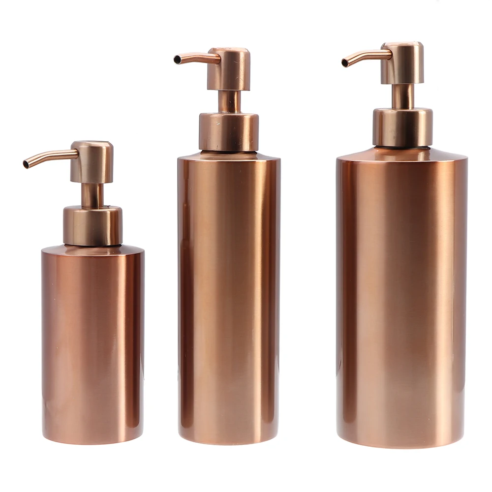 

250/350/550ml Rose Goldr Liquid Soap Dispenser Pump Bottle Lotion Hand Sanitizer Shampoo Stainless Steel Bottle Bathroom