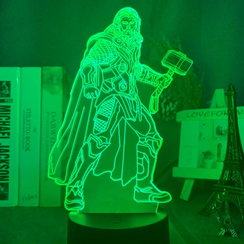 

Светящаяся акриловая фигурка Тора из фильма Marvel Avengers, настольное украшение, ночник для спальни, подарок