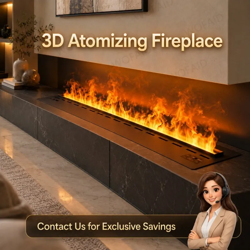 WOFAID Smart 3D Water Vapor Fireplace APP Control Electric Mist Flame Fire Place Decorative Fireplace for Living Room Home Decor