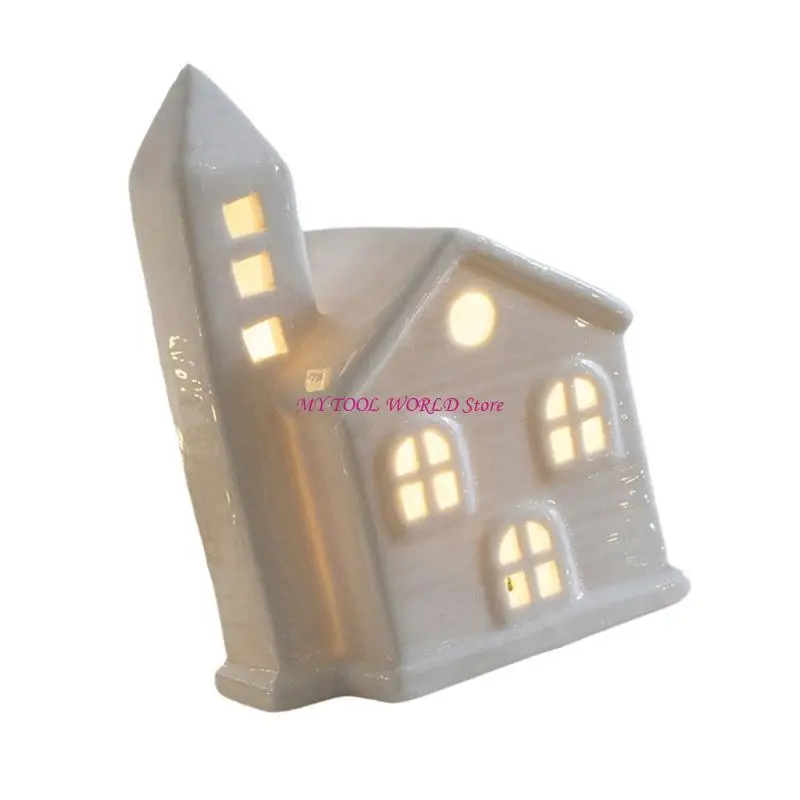 

Decorative Miniature Porcelains House with LED Light Christmas Home Table Decors A2BB