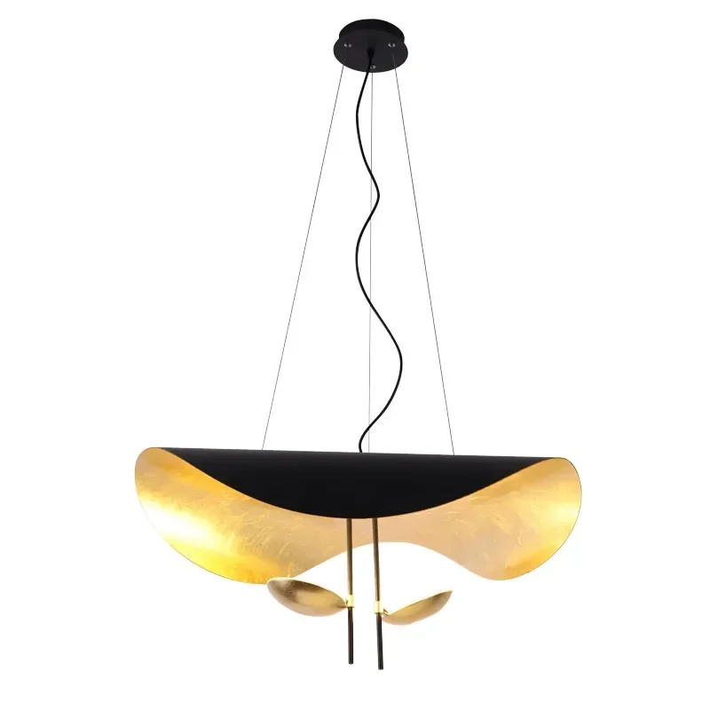 

Creative Design UFO Shape Black Gold Hanging Pendant Lighting Fixtures Modern Led Art Decor Interior Ceiling Chandelier