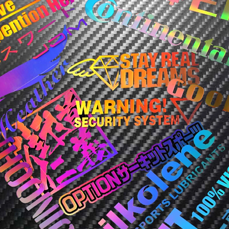 Fashion Laser JDM Racing Styling Decals Reflective Powersports Suspension Drift Car Stickers Automobile Accessories