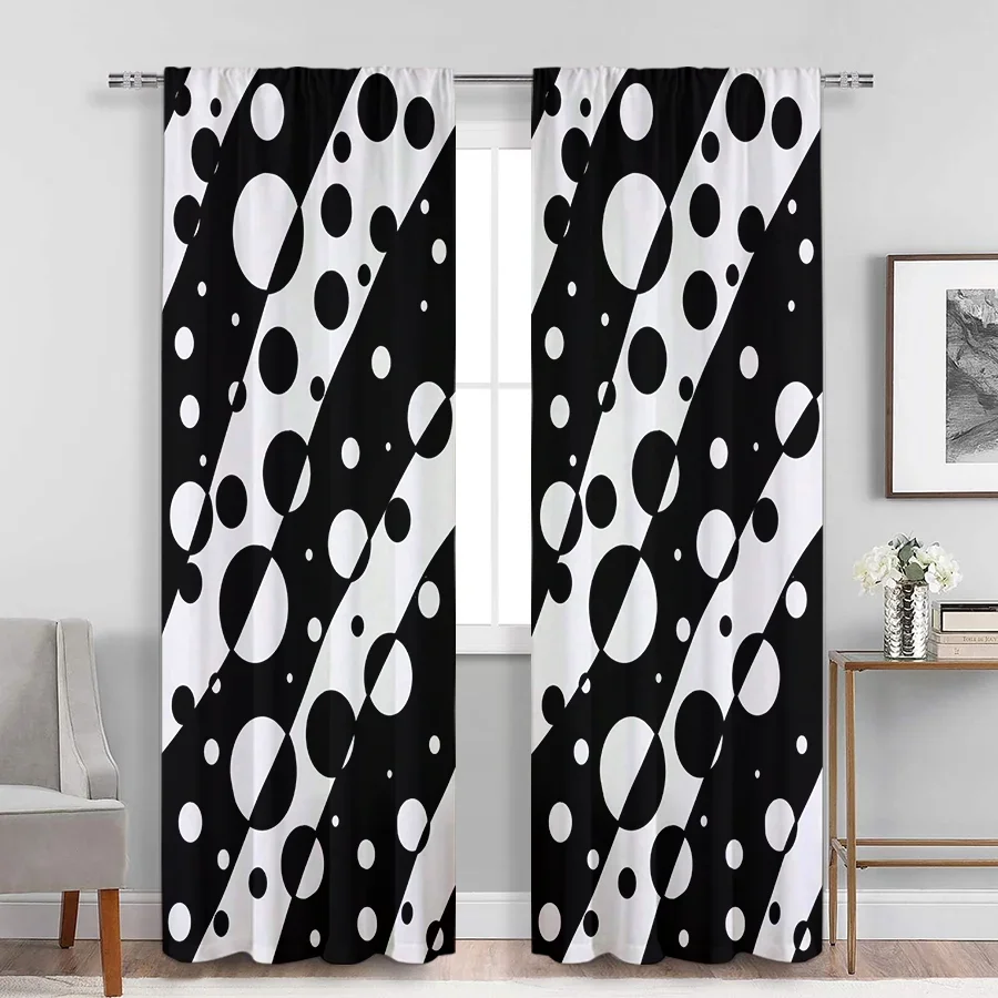 Modern Abstract Spot Pattern Black and White Curtains for Living Room Home Decor Window Drapes