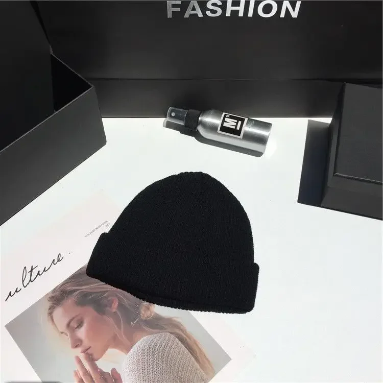 Men Women Winter Autumn Solid Color Warm Woolen Knitted Cap Fluorescent Cuffed Beanie Hat Female Caps Warmer Bonnet Casual Cap