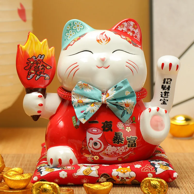 Imagem -04 - Lucky Fortune Cat Estátua de Cerâmica Home Decor Acessórios Acenando Gato Mão Feng Shui Decoração do Quarto 75