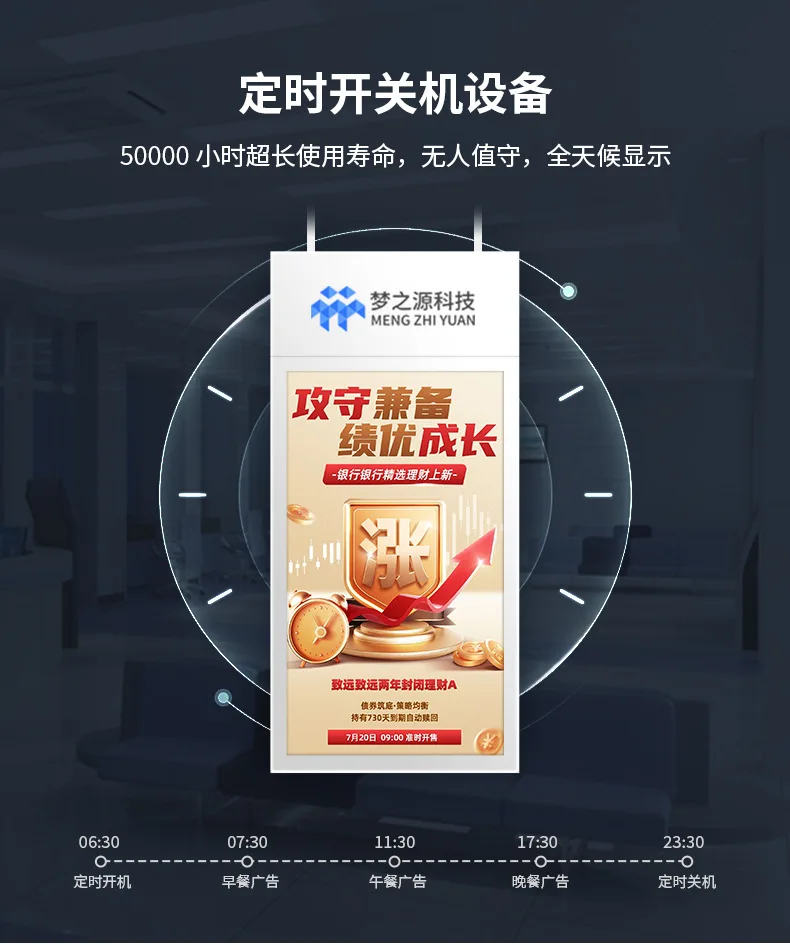 Ultra-thin double-sided window hanging screen, hanging advertising machine, double-sided screen