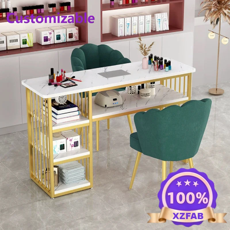 Factory Direct 2026 Modern Nail enhancement table 80cm long three story side cabinet with built-in vacuum cleaner