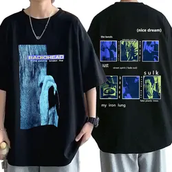 Radiohead Vintage Print T Shirt Men's Oversized 100% Cotton Unisex T-shirts Hip Hop Rock Band The Bends Music Album T-shirt Tops