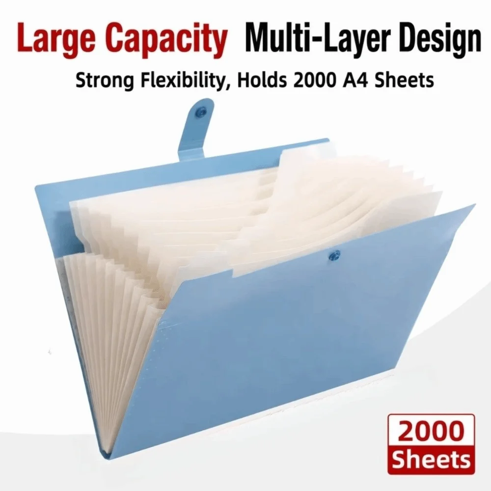 A4 Size Accordion Folder Macaron Color With Labels Expandable Folder 8/12 Pockets Sturdy Classification File Folder