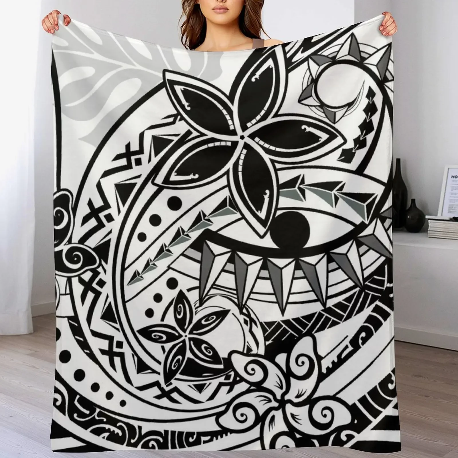 Polynesian Tribal Threads Throw Blanket Flannel Fleece Soft Warm Throw Blanket