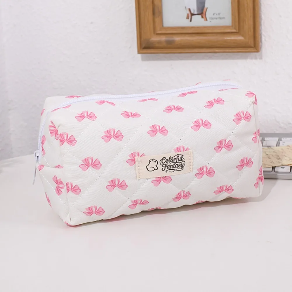 New Floral Quilted Makeup Bag Large Capacity Portable Toiletry Bag Multifunctional Cosmetic Bag Stationery Skincare Storage