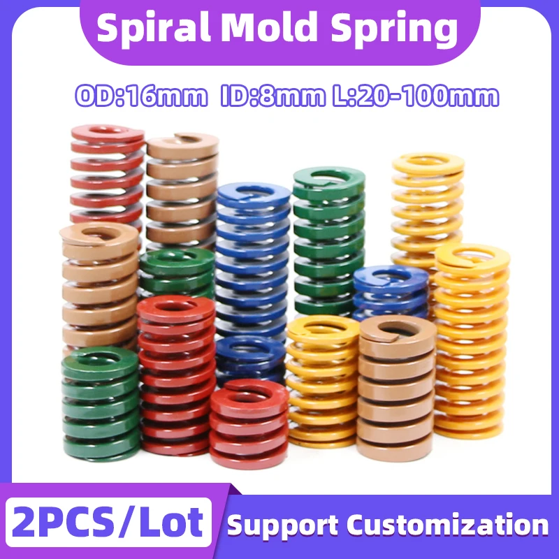 

Creamily 2Pcs/Lot Mould Spring Spiral Stamping Compression Die Springs Outer Diameter=16mm Inner Diameter=8mm Length=20-100mm