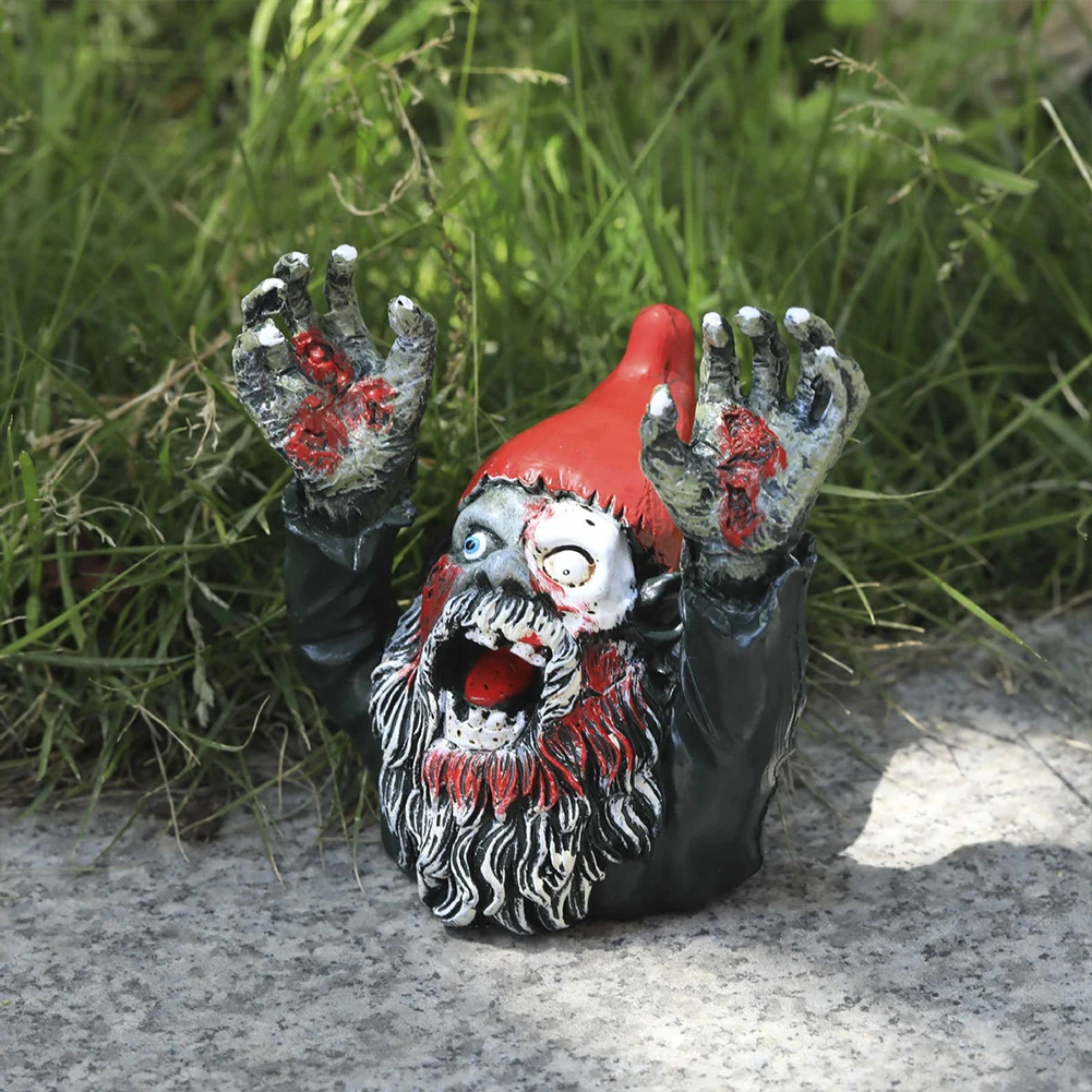 Halloween Zombie Gnome Gothic Decor Realistic Garden Gnome Graveyard Statue Spooky for Outdoor Garden Patio Yard Lawn