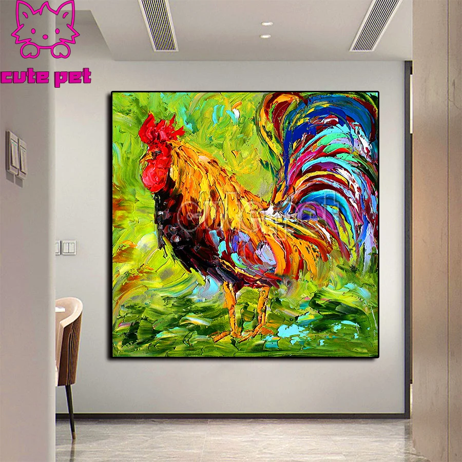 Full square round diamond painting CrossStitch Oil painting poultry rooster 5D rhinestone mosaic diamond inlaid decor Child gift