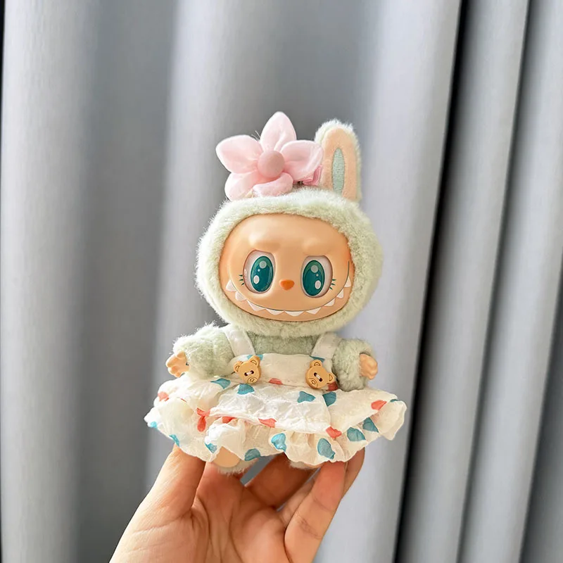 Doll Clothing Accessories for First/Second Generation 17cm Labubu Doll Dress Hair Ornaments Set Girl  Festival Gift