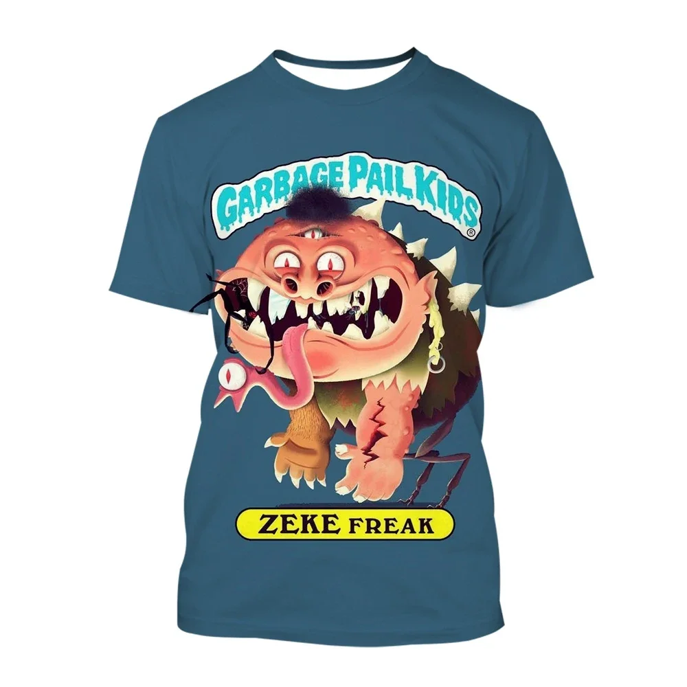 Fun Cartoon Animation Garbage Can Kid 3D Art Evil Fun Leisure Comfortable Daily Breathable T-shirts Children Top Clothes