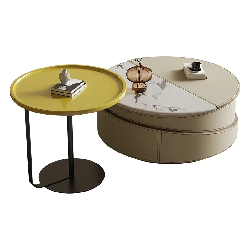 

ld 38 Lifting coffee table side table combination light luxury high-end designer rock slab size coffee table