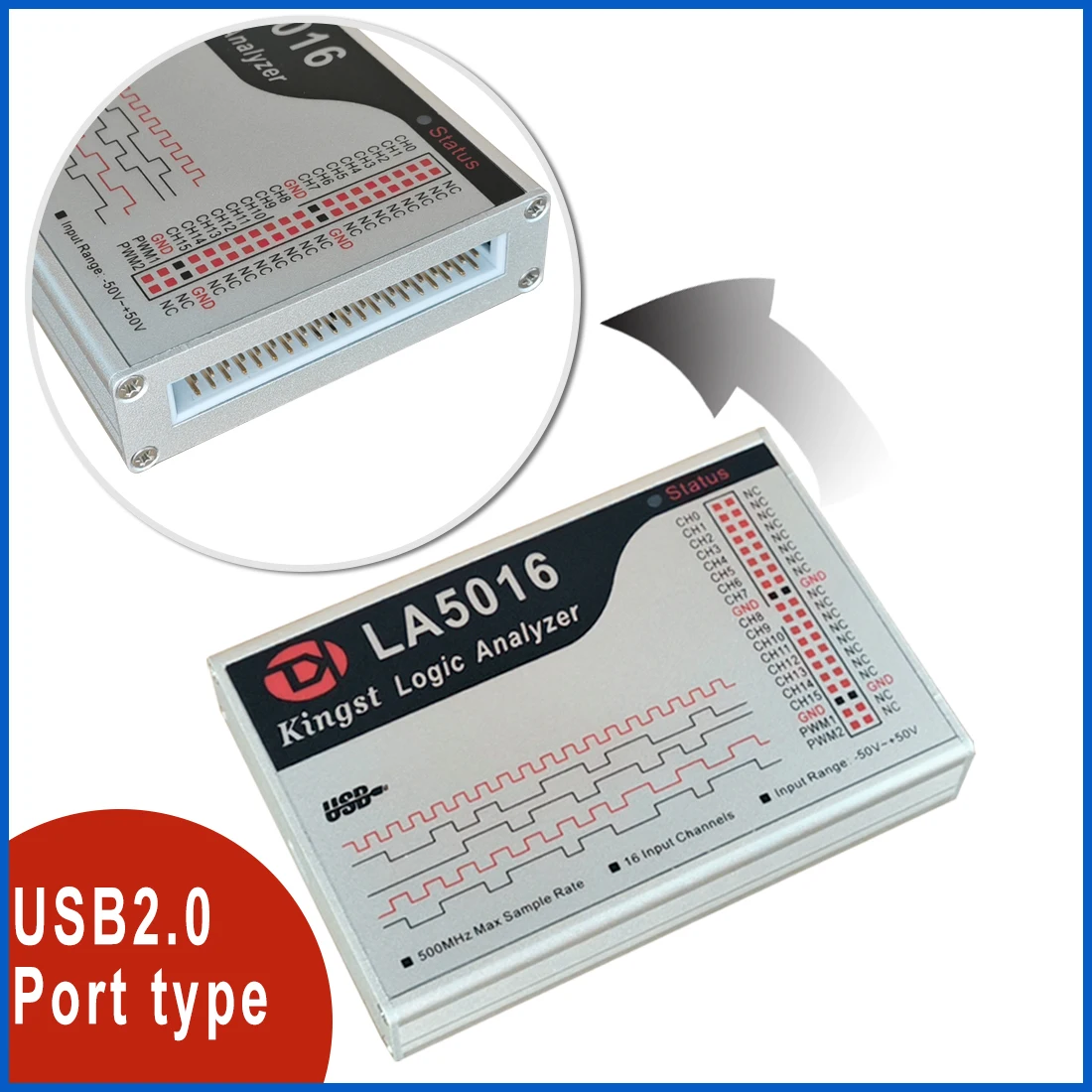 Picture 4: Kingst LA5016 USB Logic Analyzer 500M max sample rate,16Channels,10B samples, MCU,ARM,FPGA debug tool, English software