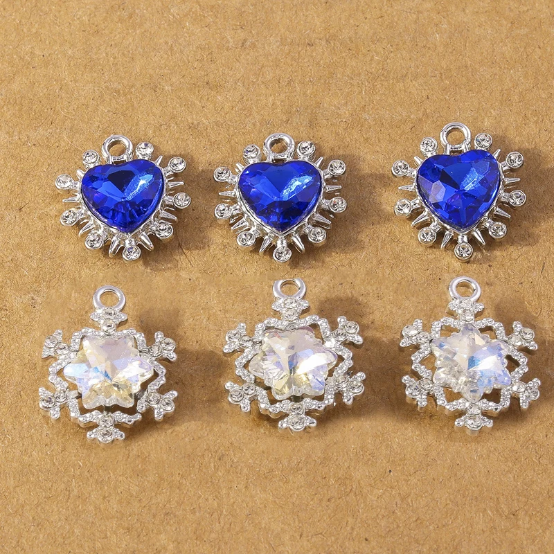 10pcs Crystal Snowflake Charms for DIY Jewelry Making