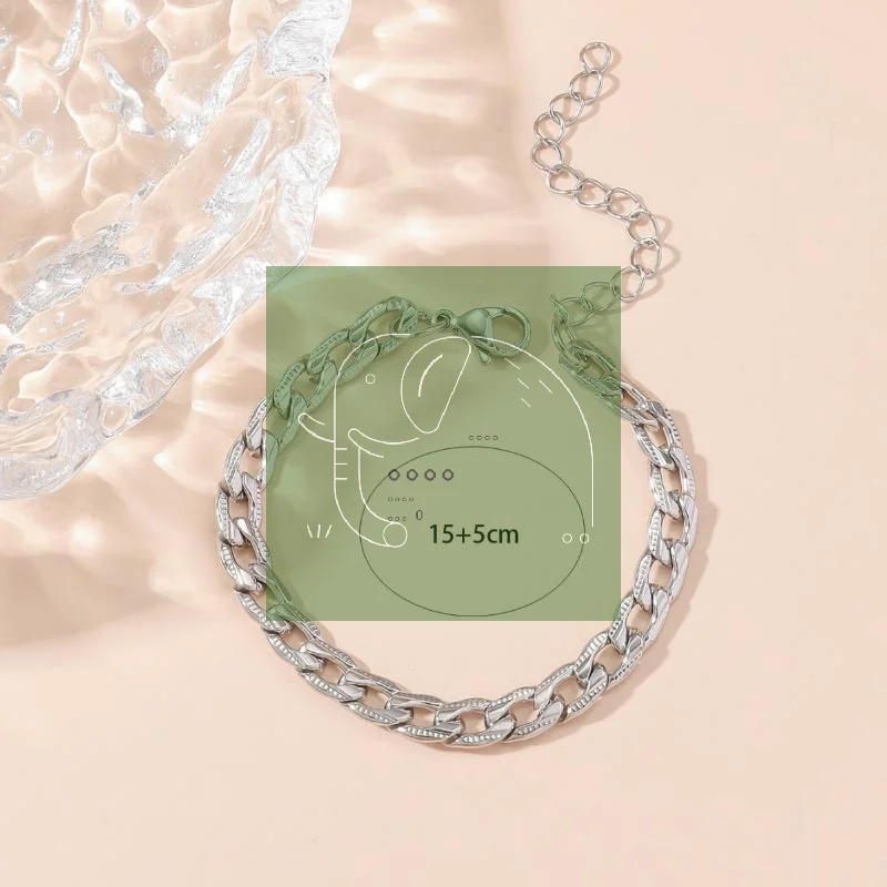 Thick Half-Round Oval Chain Bracelet Stainless Steel Non-Fading Lobster Clasp Unique Jewelry for Wedding Guest Accessory