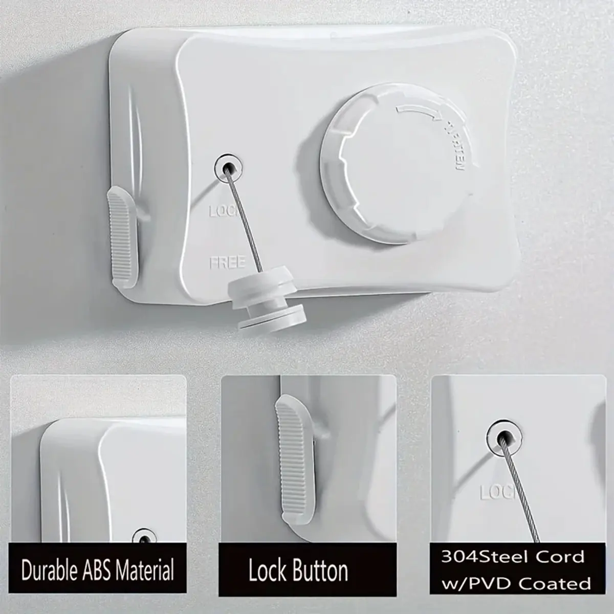 Clothes Clotheslines Without Hole-Punching Retractable Indoor/Outdoor Clothes Hanger Double Layer Hanging White Two Line