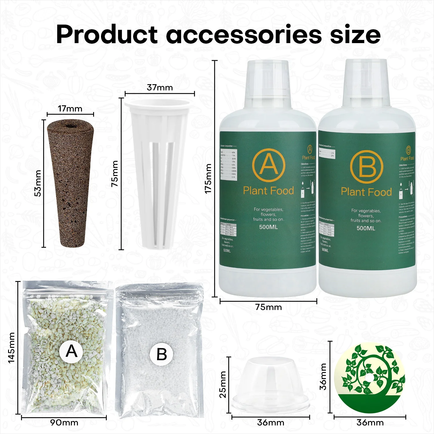 Ahopegarden-Kit d'accessoires pour jardinière, fournitures pour éponges hydroponiques, 60 pièces