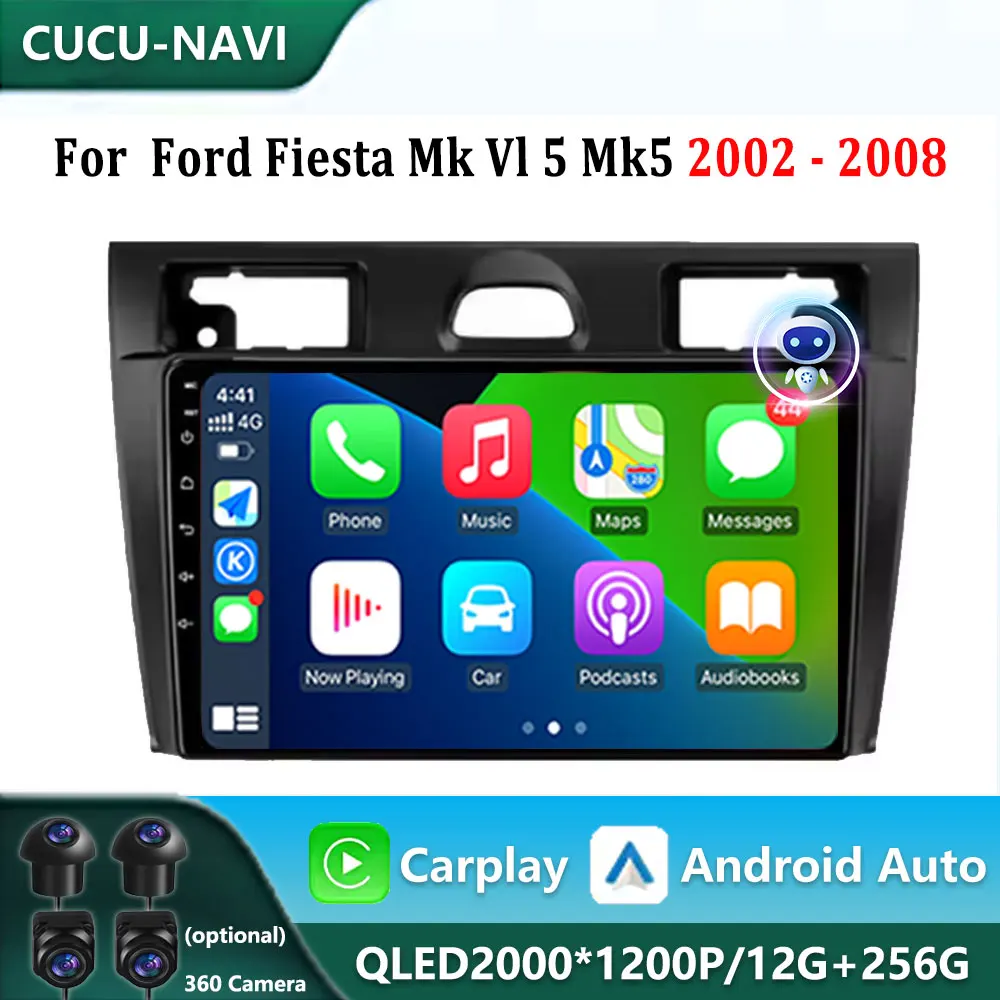 

9 inch Android Car Radio Video Multimedia Player For Ford Fiesta Mk Vl 5 Mk5 2002 - 2008 GPS QLED IPS Screen 4G WiFi DSP