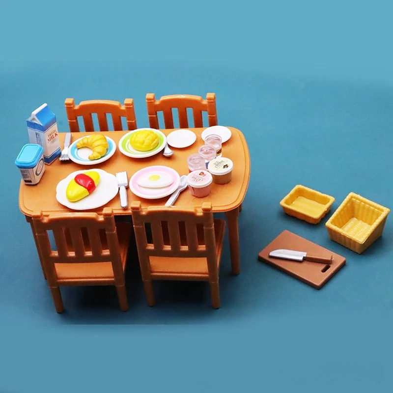1:12 인형의 집 미니어처 가구 DIY 장난감 세트 숲속 가족 소년 소녀 역할 놀이 가구 장난감 크리스마스 생일 선물