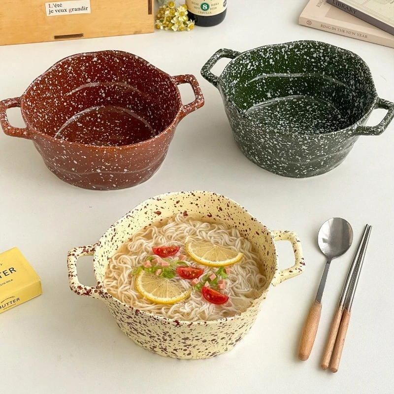 Creative Kitchen Tableware Salad Bowls Splatter Ink Ceramic Bowl Irregular Thick Soup Bowls Dessert Bowl Snack Bowls Sushi Bowl