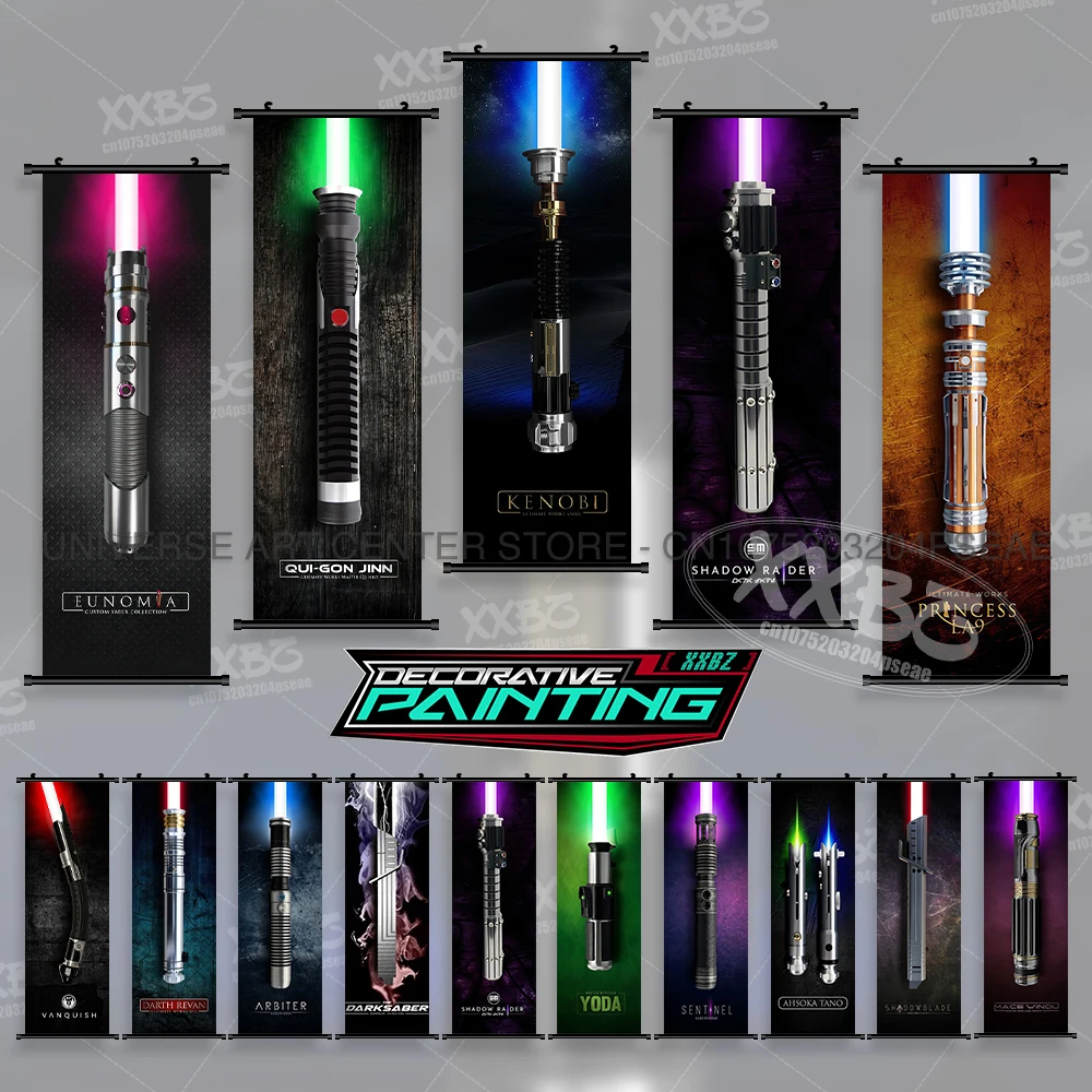 

Lightsaber Home Decor Obi-Wan Kenobi Wallpaper Luke Skywalker Posters Star Wars Hanging Painting Jedi Wall Art Scrolls Picture