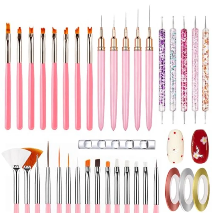 

Nail Art es Nail Art Tool Kit, Nail Design Tools t wit Liner es, Dotting Pens, UV l es, DIY Nail Art, Salon and ome U Pink Sty