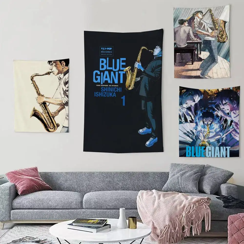 Anime B-Blue Giant Flag Digital Printing Banner for Garage Wall Out Door Decoration Tapestry