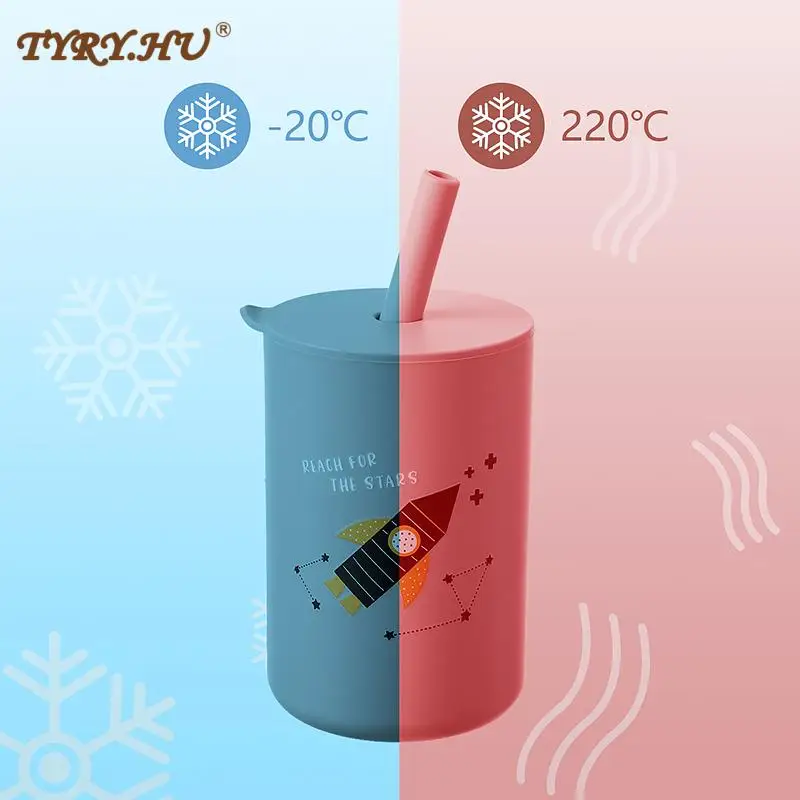 150ML Baby Fütterung Drink Stroh Tasse Baby Lernen Fütterung Flaschen Anti-Heißer Dicht Silikon Geschirr Kleinkind Wasser Flasche