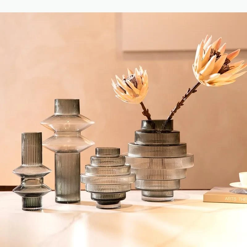 Glass Vase Tower Shaped Flower Arrangement Hydroponic Flower Pot Geometric Desktop Decorative Flower Ware