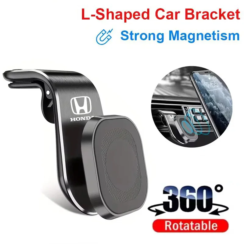 

Car Magnetic Phone Holder Air Vent Clip Mount Rotation GPS Support For Honda Mugen Power Civic Accords CRV Hrv Jazz CBR VTEC VFR