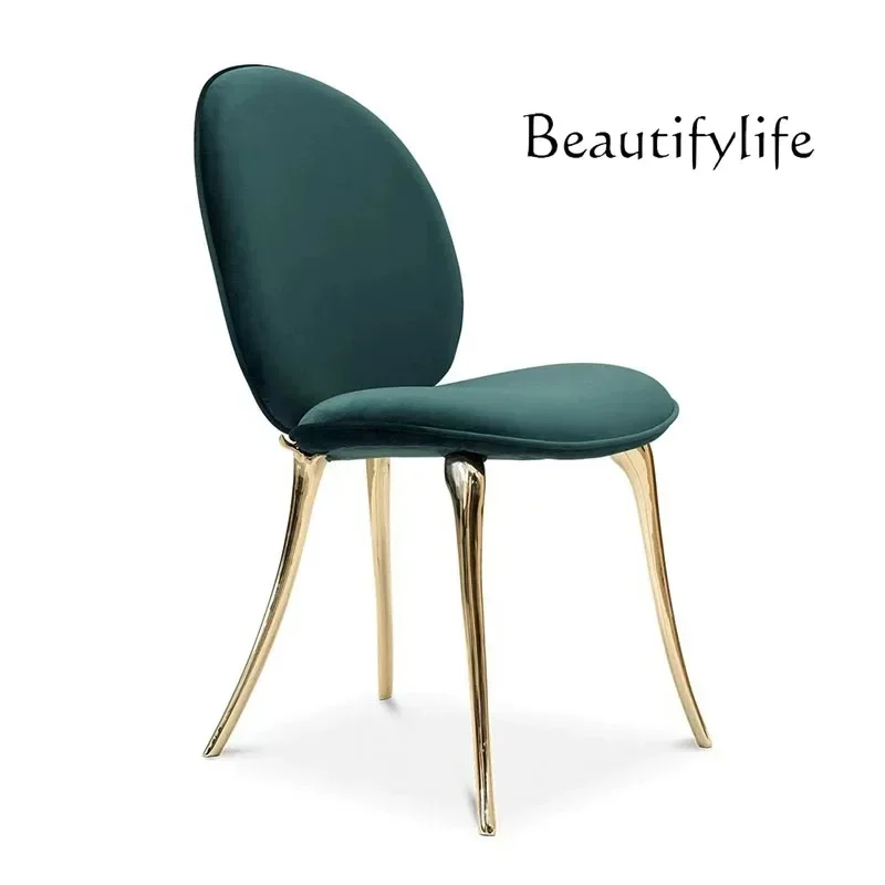 M Italian Light Luxury Matte Leather Dining Chair Villa Art Pure Copper Back Dining Table And Chairs