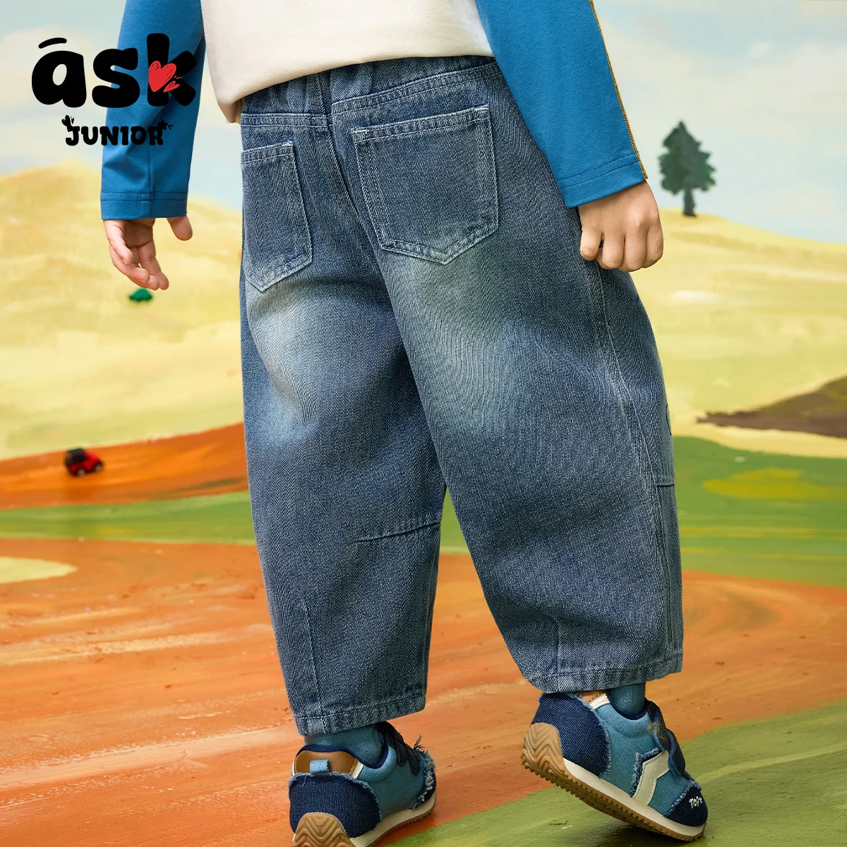 بنطال جينز مطبوع مطبوع عليه جرافيتي للربيع للأطفال الأولاد سراويل رياضية غير رسمية