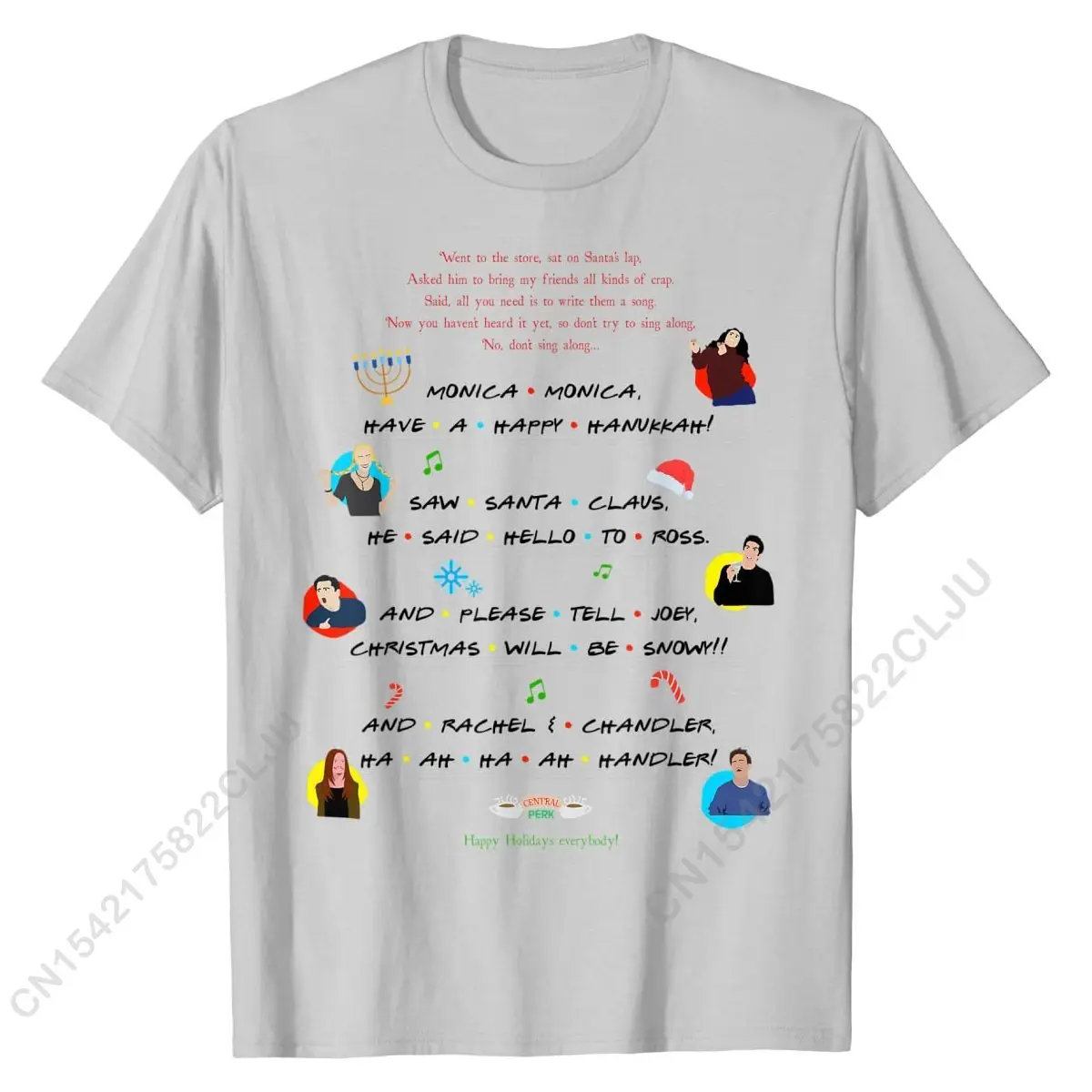 Monica Have A Happy Hanukkah. Phoebe's Song With Friends T-Shirt Cotton Men T Shirt Family Tops & Tees Cheap Summer